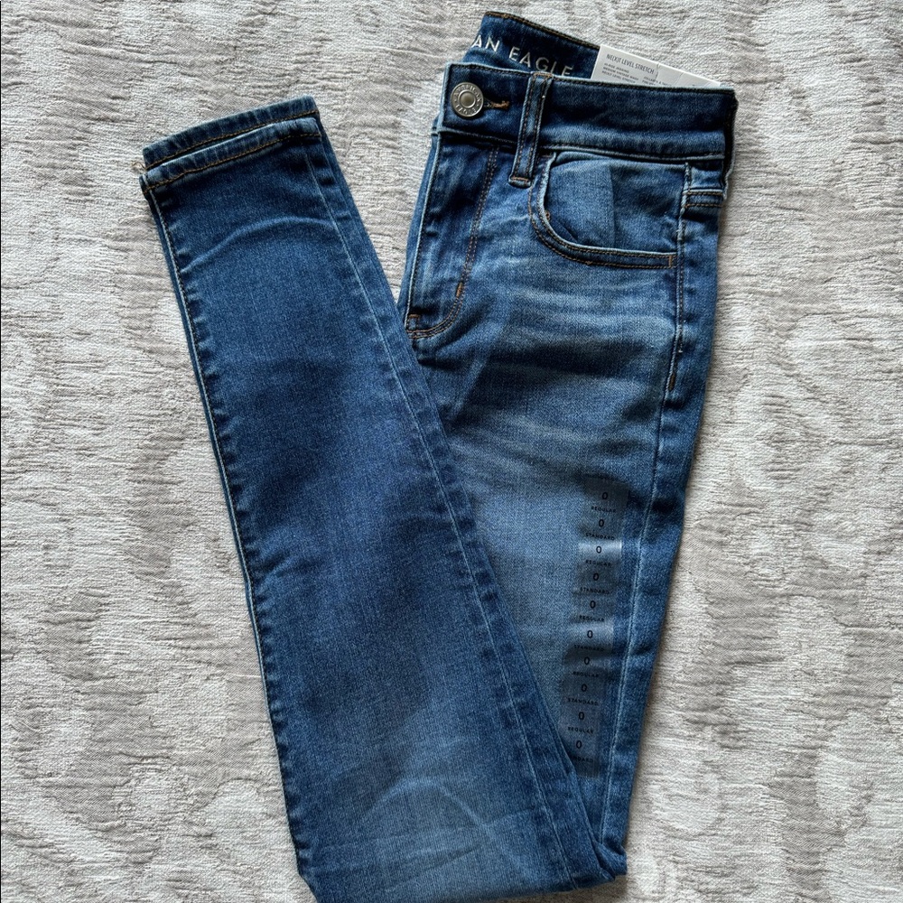 American Eagle Blue Hi-rise Skinny Jeans | Size 0